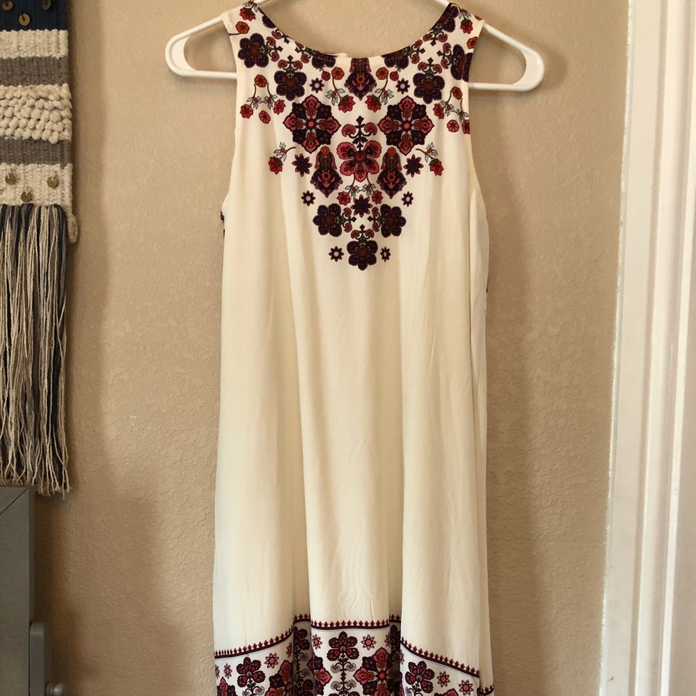 Cream colored dress with floral design